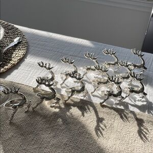 💕Silver Reindeer Napkin Rings Set of 12